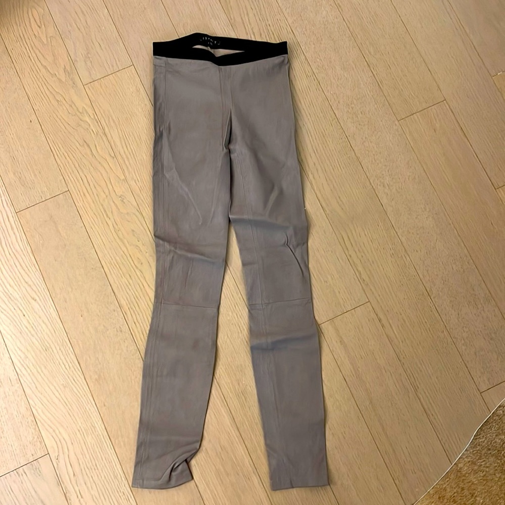Theory grey leather leggings